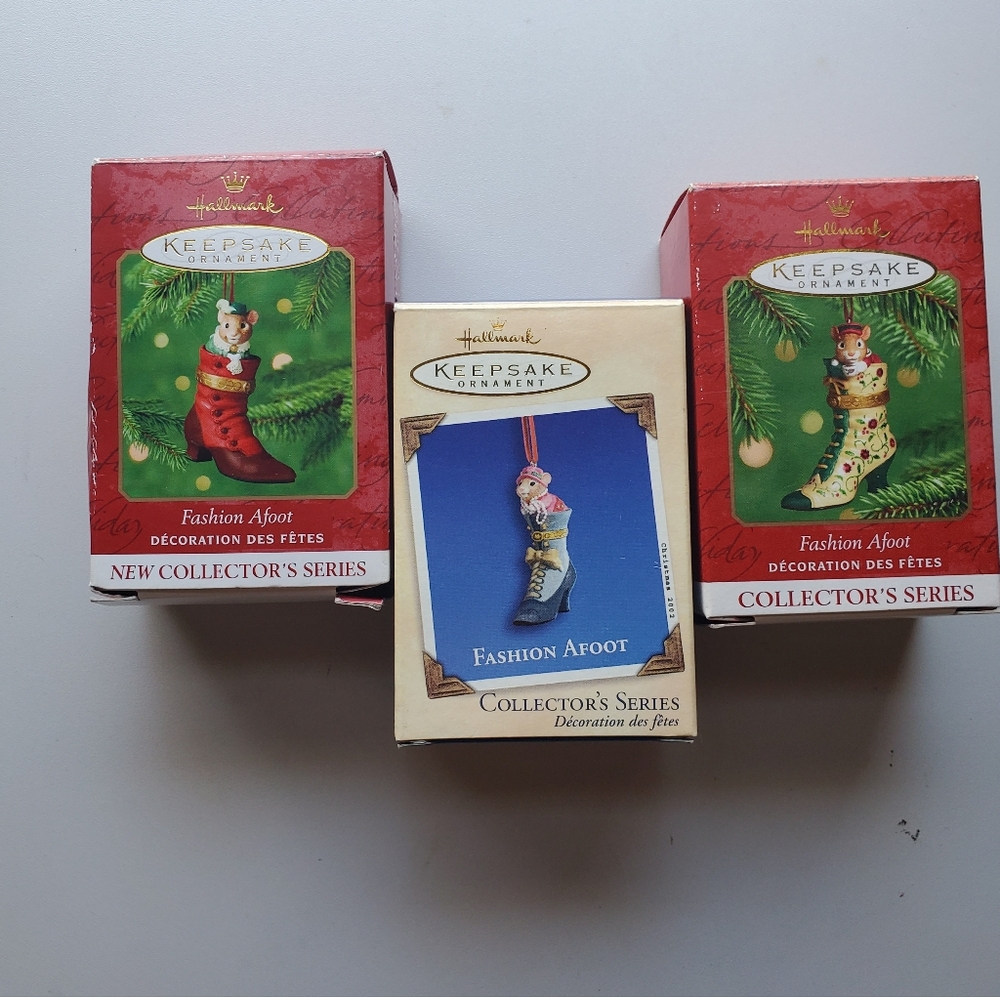 Hallmark Keepsake Ornaments Fashion Afoot Collector's Series Complete Set #1-3
